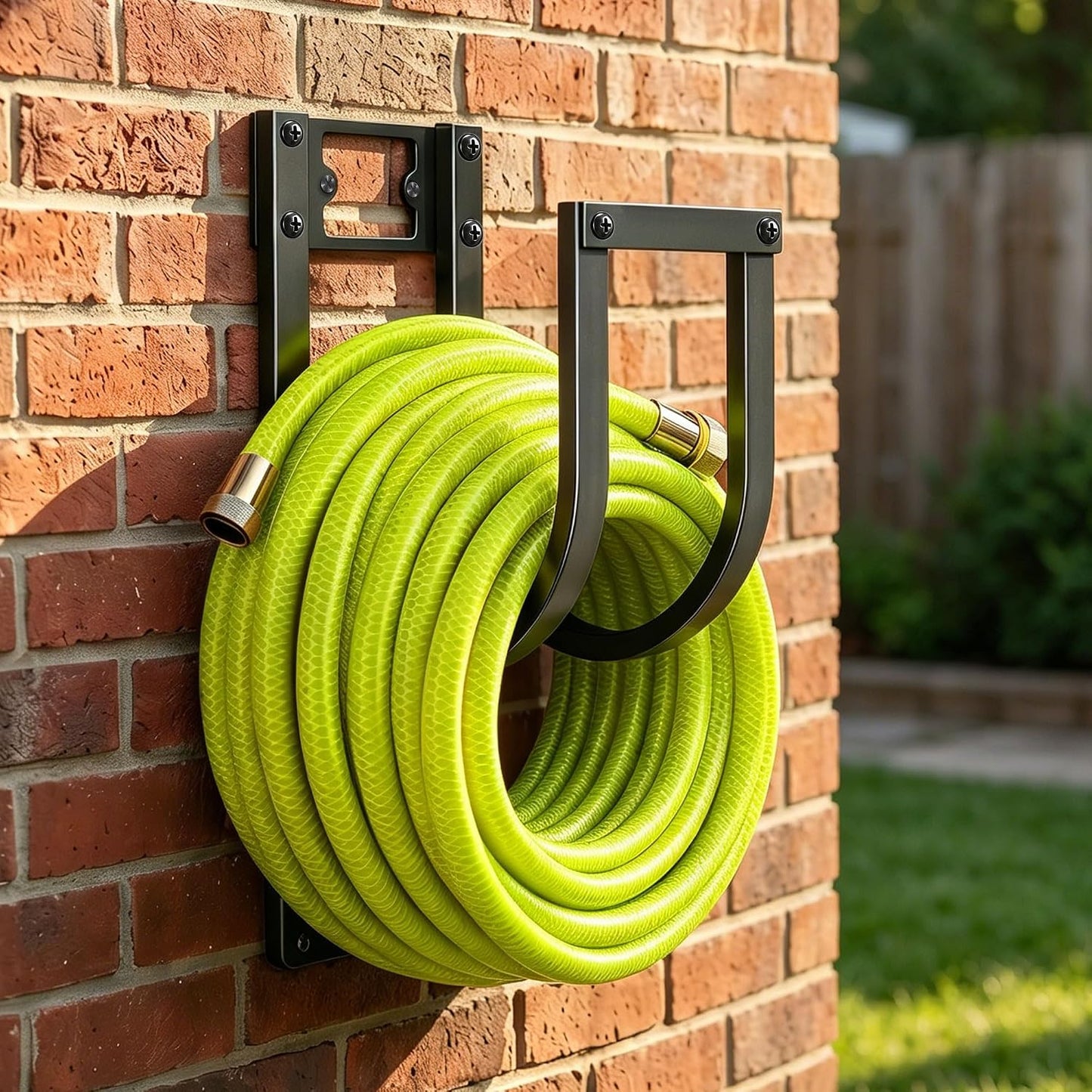 Garden Hose Holder Wall Mount - Heavy Duty Water Hose Holders for Outside, Detachable Garden Hose Hanger Holds 100 Ft, Metal Water Hose Storage for Garden Garage or Yard