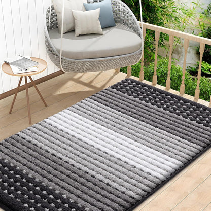 Kitinjoy Indoor Outdoor Door Mat, 32x20 Non-Slip Absorbent Dirt Trapper, Low-Profile Washable Inside Entrance Front Floor Mat, Sturdy Soft Entry Doormats for Entryway, Grey
