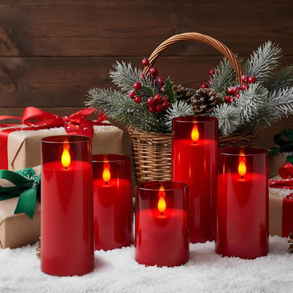 Raycare Flameless Candles Battery Operated with Remote Timer, Acrylic Flickering LED Pillar Candle for Christmas, Wedding, Home Decor, Gift for Family and Friend, White, Set of3