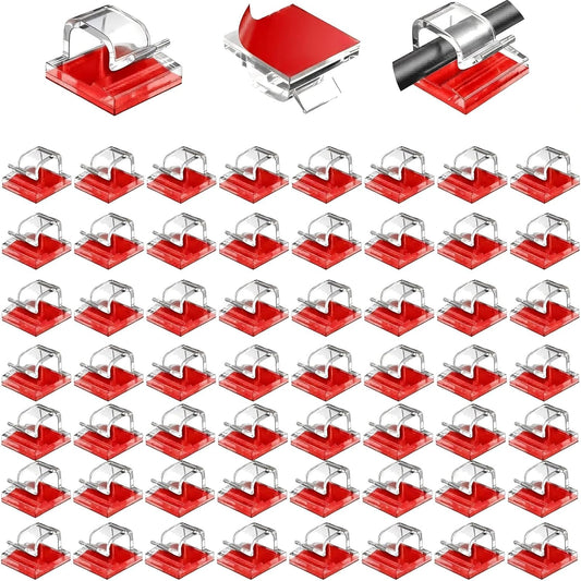 60PCS Light Clips for Outdoor Indoor Use, Self Adhesive Cable Hooks for String Lights, Fairy Lights, and Decorations, Wire Management Clips for Home, Roof, Wall, Party & Holiday Decor