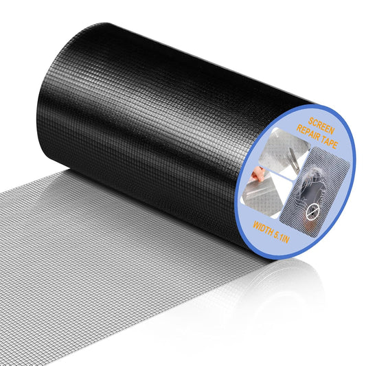 CroBlissful Extra Wide 5 inch x 20 ft Window Screen Tape Mesh Repair Strong Adhesive Waterproof Fiberglass Screen Repair Kit Patch for Window Door Tears Holes(Black)
