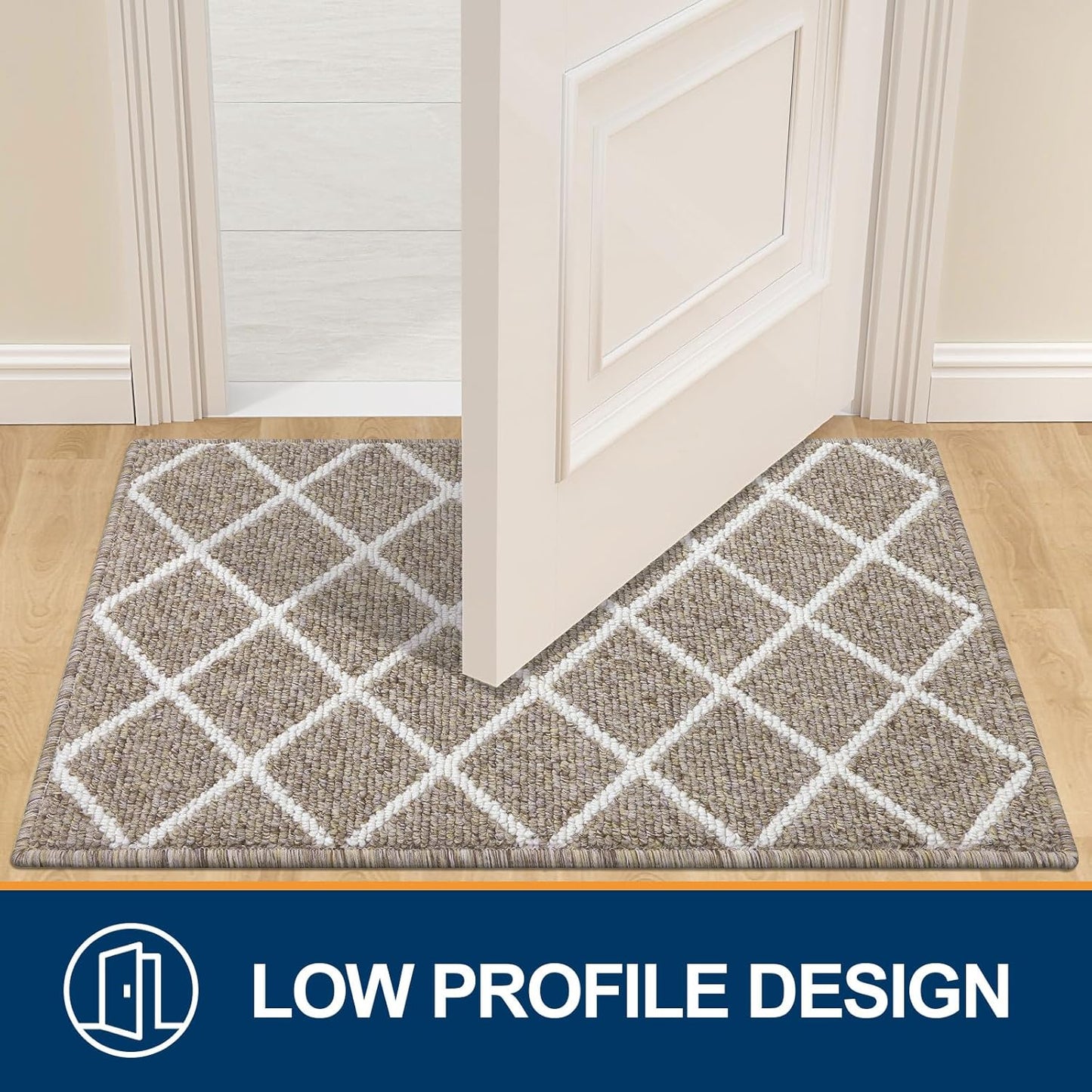 Finchitty Indoor Door Mat, Dirt Resistant and Absorbent, Low-Profile, Non-Slip, Washable Inside Floor Mats for Front Door, Back, and Entrance, 32" x 20", Grey