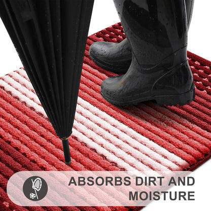 Kitinjoy Indoor Outdoor Door Mat, 32x20 Non-Slip Absorbent Dirt Trapper, Low-Profile Washable Inside Entrance Front Floor Mat, Sturdy Soft Entry Doormats for Entryway, Grey