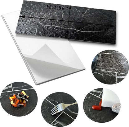 AULIGET 100 Piece Rust Slate Peel and Stick Backsplash Wall Tiles, 3" x 6" PVC Faux Stone Stick on Tiles for Backsplash Kitchen, Bathroom, Laundry Room, Camper, Fireplace