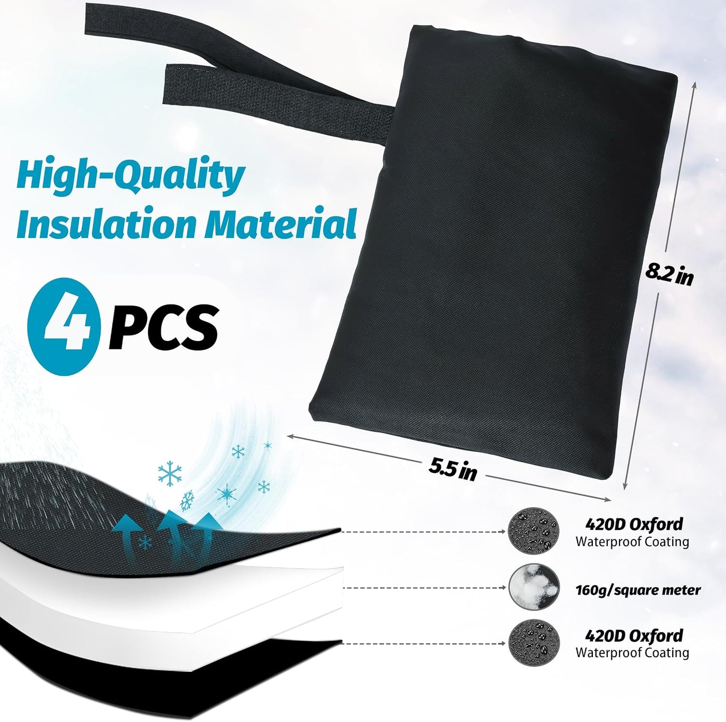 Outdoor Faucet Covers for Winter,2 Pack Faucet Cover Freeze Protection,Insulated Anti-Freeze Waterproof Material,Reusable Faucet Cover Socks for Various Faucet Spigot,Pipe,Garden Hose Bib