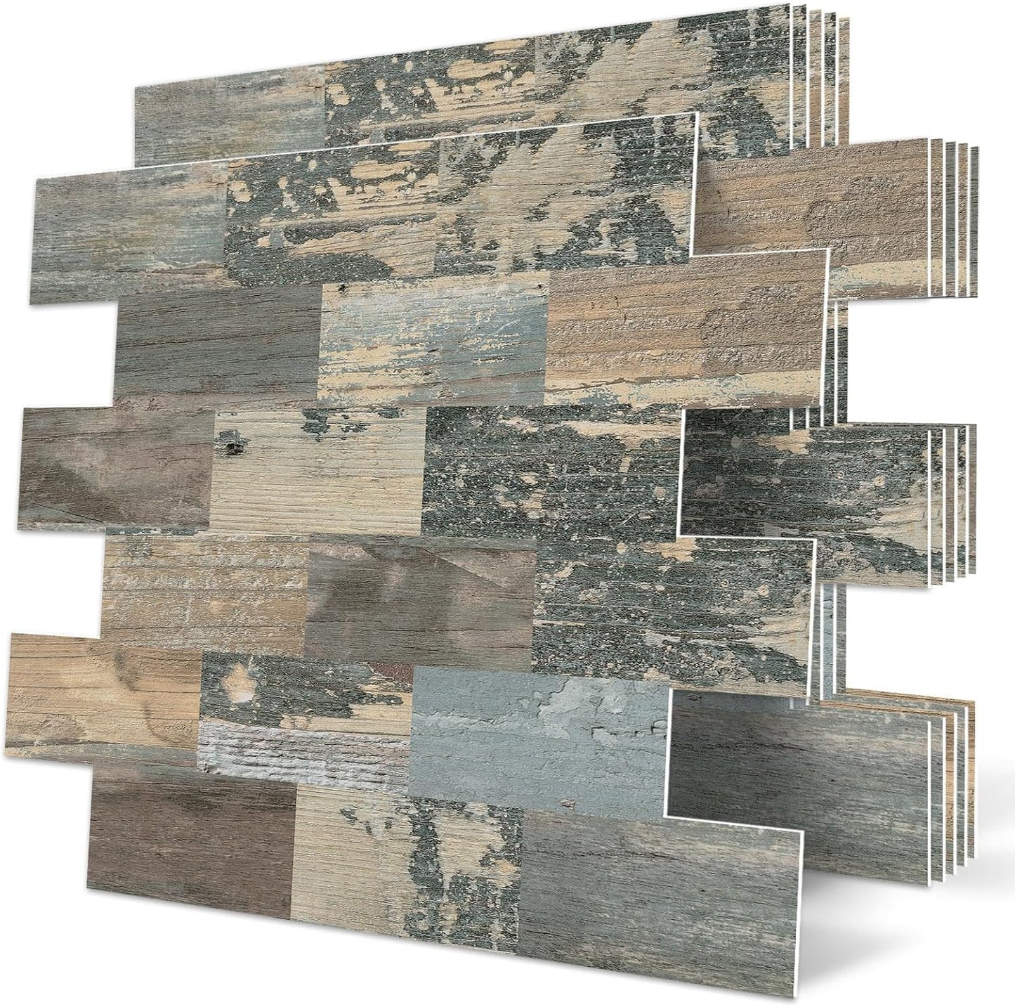 DEWOO Peel and Stick Wall Tile Backsplash PVC Self Adhesive Tiles for Kitchen Bathroom Turquoise Teal (10-Sheet, 13.5" x 11.4") | Self adhesive, thick, cover, vintage, retro, pvc adhesive wall tile, 34 x 29 cm