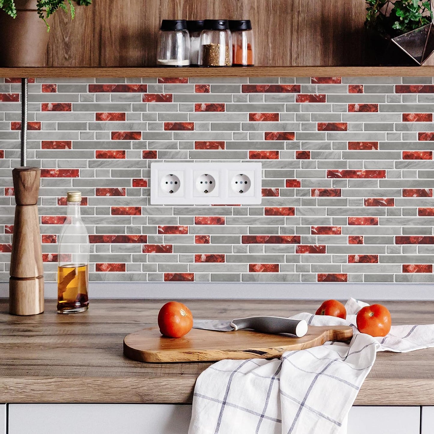 STICKGOO Peel and Stick Backsplash - 10 Sheets of 12”×12” - 3D Self Adhesive Peel and Stick Tile Backsplash for Kitchen & Bathroom