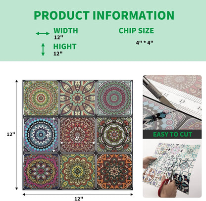 LONGKING Peel and Stick Backsplash Tile Stickers, Colorful Talavera Mexican Tile, Stick on Wall Tiles (10 Sheets)