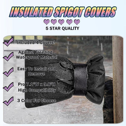 Outdoor Faucet Cover for Winter - Pro 7.1"W x 9.8"H - 4 PACK Outdoor Water Faucet Cover Socks for Winter Freeze Protection Pipe Insulation Reusable Waterproof Insulated Spigot backflow Cover - Beige