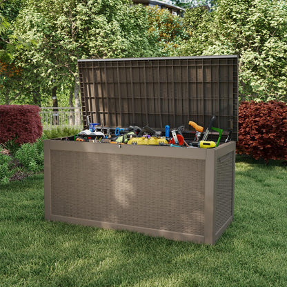 320 Gallon Outdoor Storage Box,Large Waterproof UV Resistant Deck Box,Lockable Storage Container for Patio Furniture Cushions Garden Tools and Pool Accessories(Black)