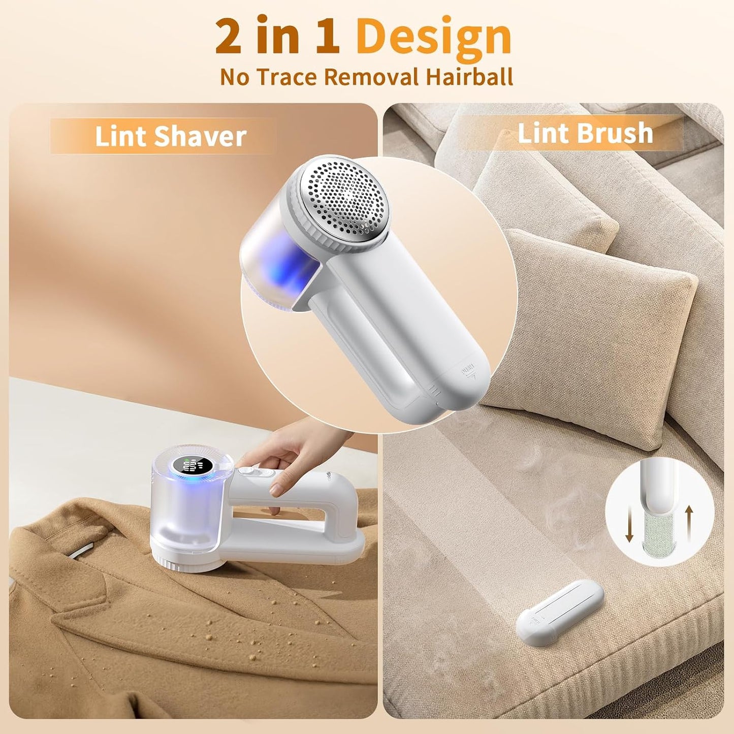 coldSky Large Fabric Shaver, 2-in-1 Electric Fabric Shaver & Lint Remover | 3-Speed Modes, LED Digital Display, Rechargeable, Sweater Defuzzer for Clothes, Furniture, Couch