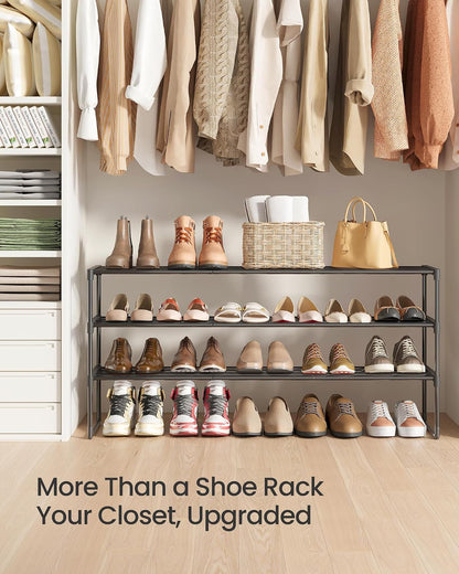 SONGMICS Shoe Rack, 6-Tier Shoe Organizer, Metal Storage Shelf, Upright or Upside Down, for 24-30 Pairs, Stackable, for Entryway, 11.8 x 36.2 x 42.7 Inches, Black ULSA306BH01