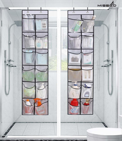 MISSLO Over The Door Shoe Organizer 12 Large Mesh Pockets Hanging Narrow Closet Door, White, 2 Pack