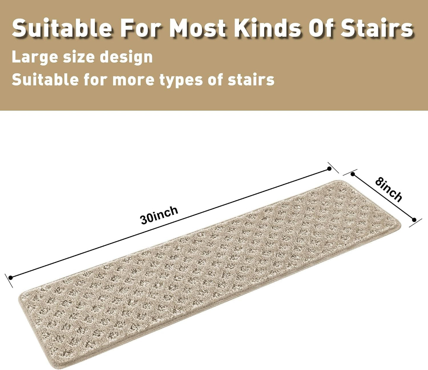 PURE ERA Carpet Stair Treads Tape Free Non Slip Indoor Stair Carpet Stair Protectors Pet-Friendly Non-Slip Skid Resistant Washable Reusable 8" x 30"(2 Pieces,Black)
