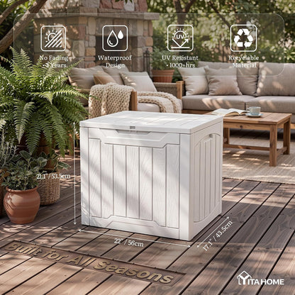 YITAHOME 134 Gallon Large Deck Box | Waterproof Resin Outdoor Storage Box with Lock, Doubles as 2-Person Bench Seating for Patio Furniture Cushions,Garden Tools &