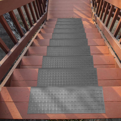 Ottomanson Non Slip Stair Treads Indoor – Peel and Stick Carpet Stair Treads for Wooden Stairs, Self Adhesive Anti Slip Stair Pads for Kids & Pets – 7.9" x 29.9", 7 Pack – Black