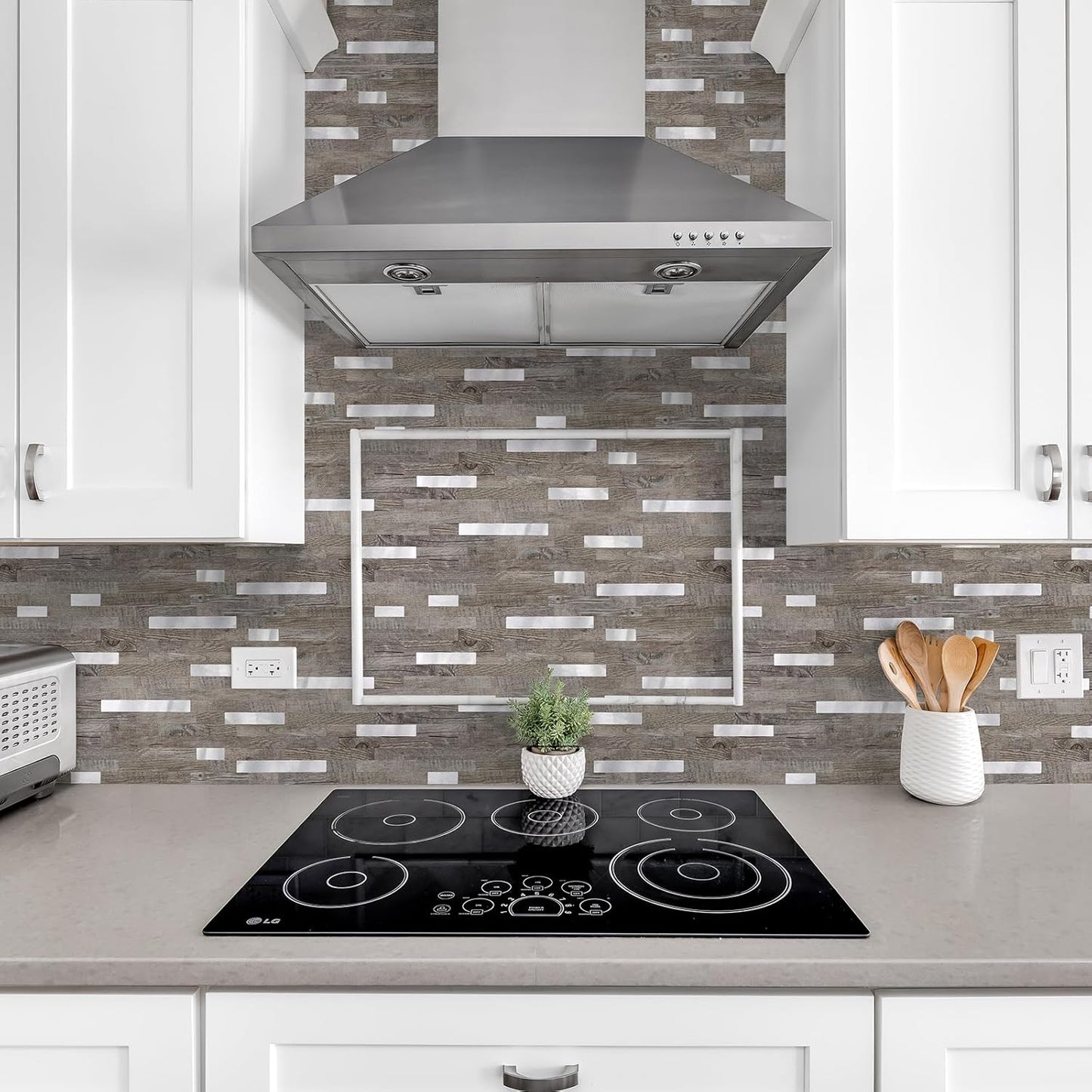 Yipscazo 2026 New Upgrade 11.34" X 11.57" Peel and Stick Backsplash, Stick on Backsplash Tiles for Kitchen, Bathroom, Fireplace (10 Sheets, Beige Rocks + Rose Gold)