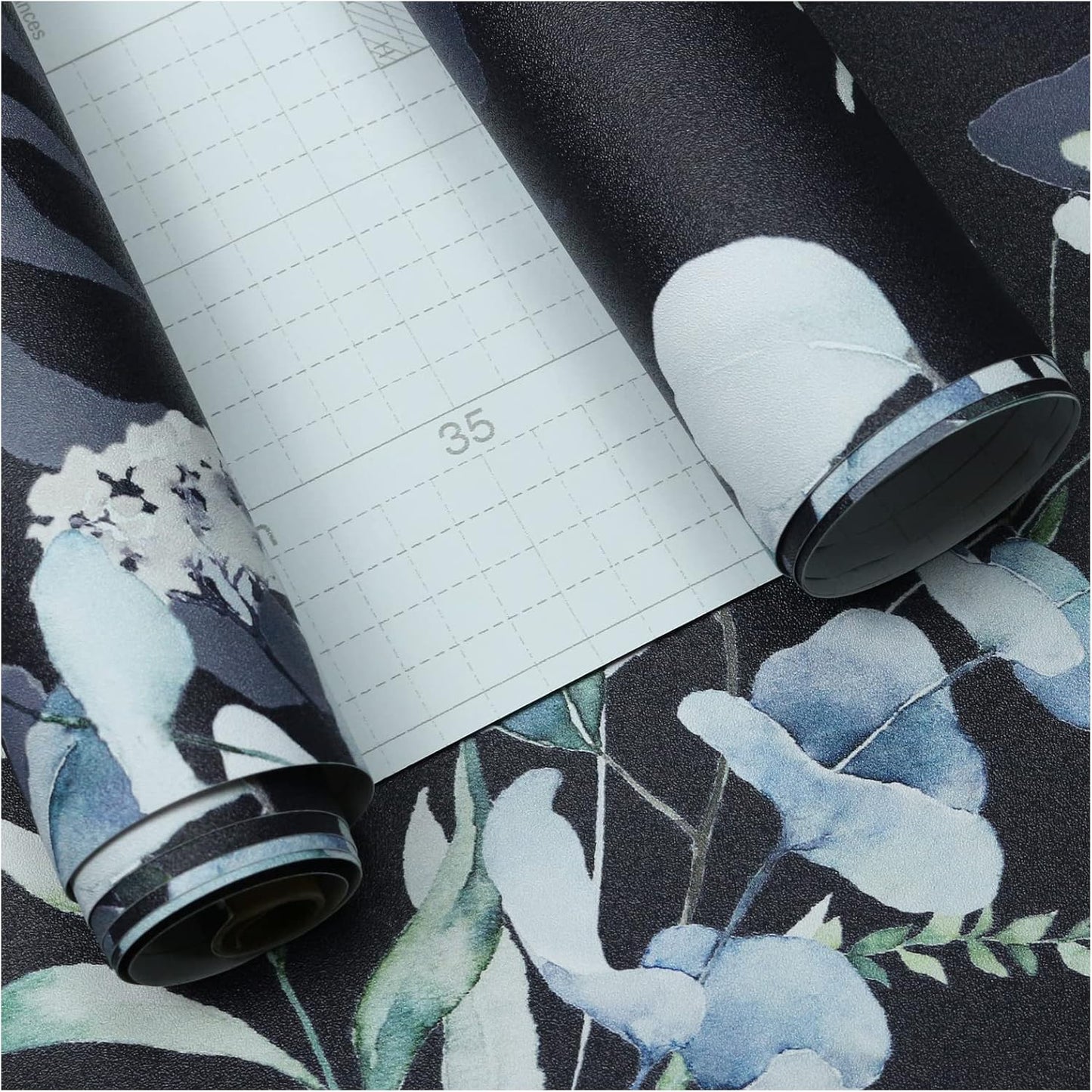 HAOKHOME Peel and Stick Wallpaper Boho Green/White Botanical Leaf Floral Wall Mural Home Nursery Decor Renter Friendly Wallpaper 17.3in x 9.8ft