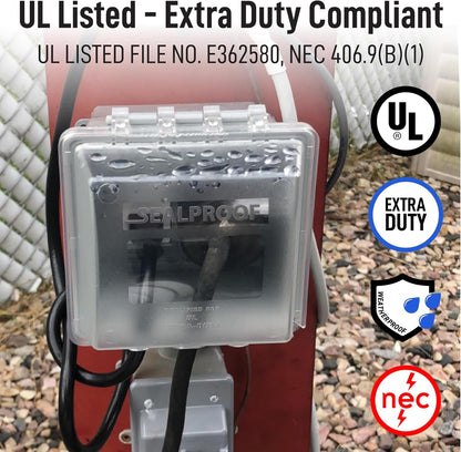 Sealproof 2-Gang Weatherproof In Use Outlet Cover | Two Gang Outdoor Plug and Receptacle Protector, Lockable, UL Extra Duty Compliant, 45 Configurations