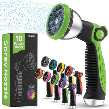 Hose Nozzle [Blue] Heavy Duty Hose Sprayer With 10 Adjustable Watering Patterns. Thumb Control Design, Comfortable Ergonomic Grip, Garden Hose Nozzle for Watering Plants & Lawns/Fun showers/Cleaning