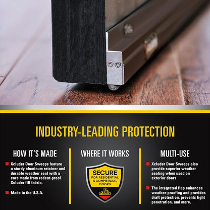 Xcluder 48" Low-Profile Door Sweep, Dark Bronze 2-Pack – Seals Out Animals, Enhanced Weather Sealing, Easy to Install; Door Seal Guard; Chew Proof
