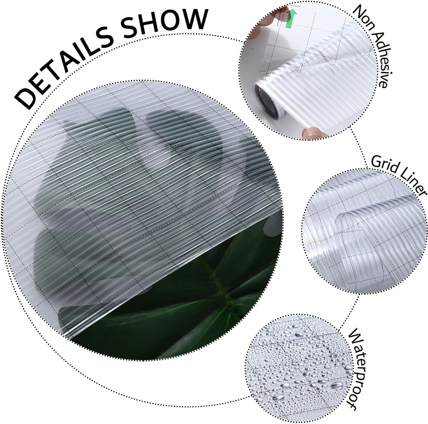 VELIMAX Reeded Glass Window Film, Window Privacy Film, Frosted Window Vinyl, 3D Decorative Decals Non Adhesive for Bathroom Living Room 17.7x78.7 inches