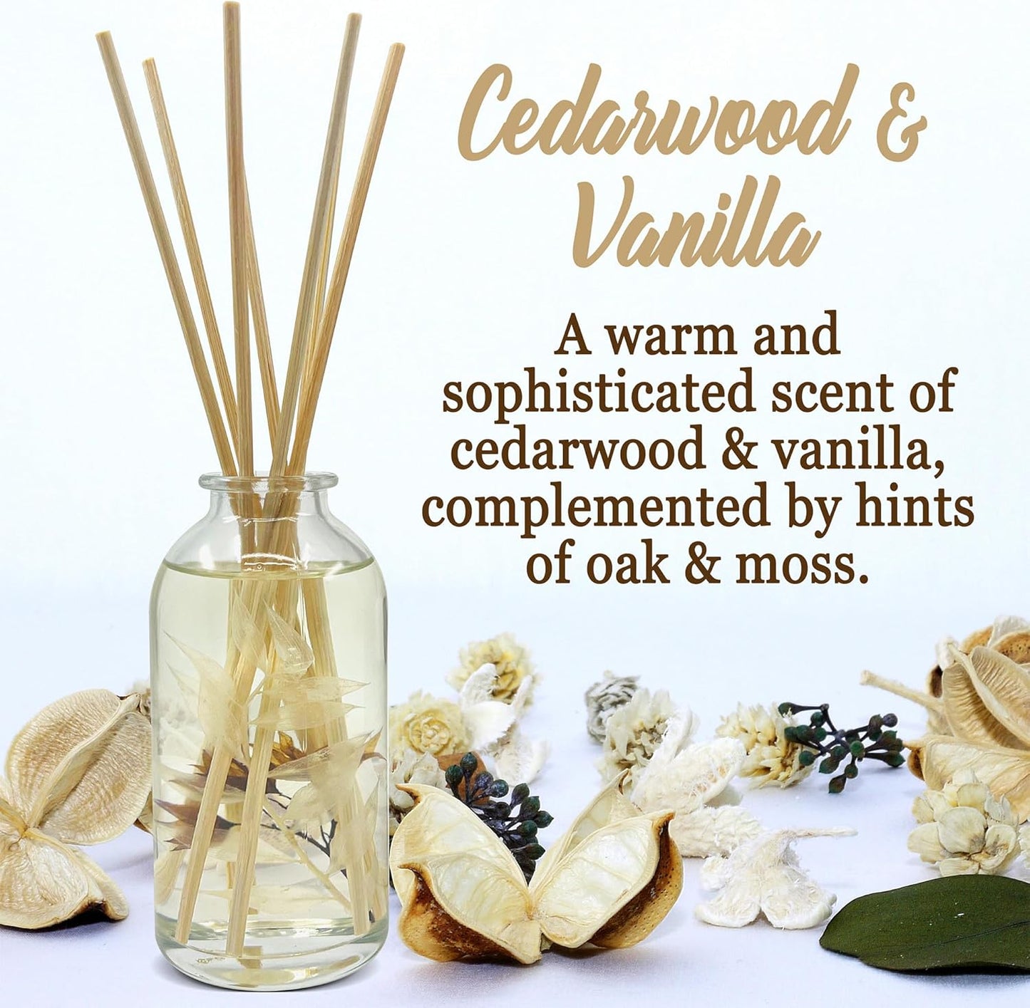 Urban Naturals Smoked Vanilla Reed Diffuser Set with Vanilla Bean, Sandalwood & Leather | Made in the USA - Colors C