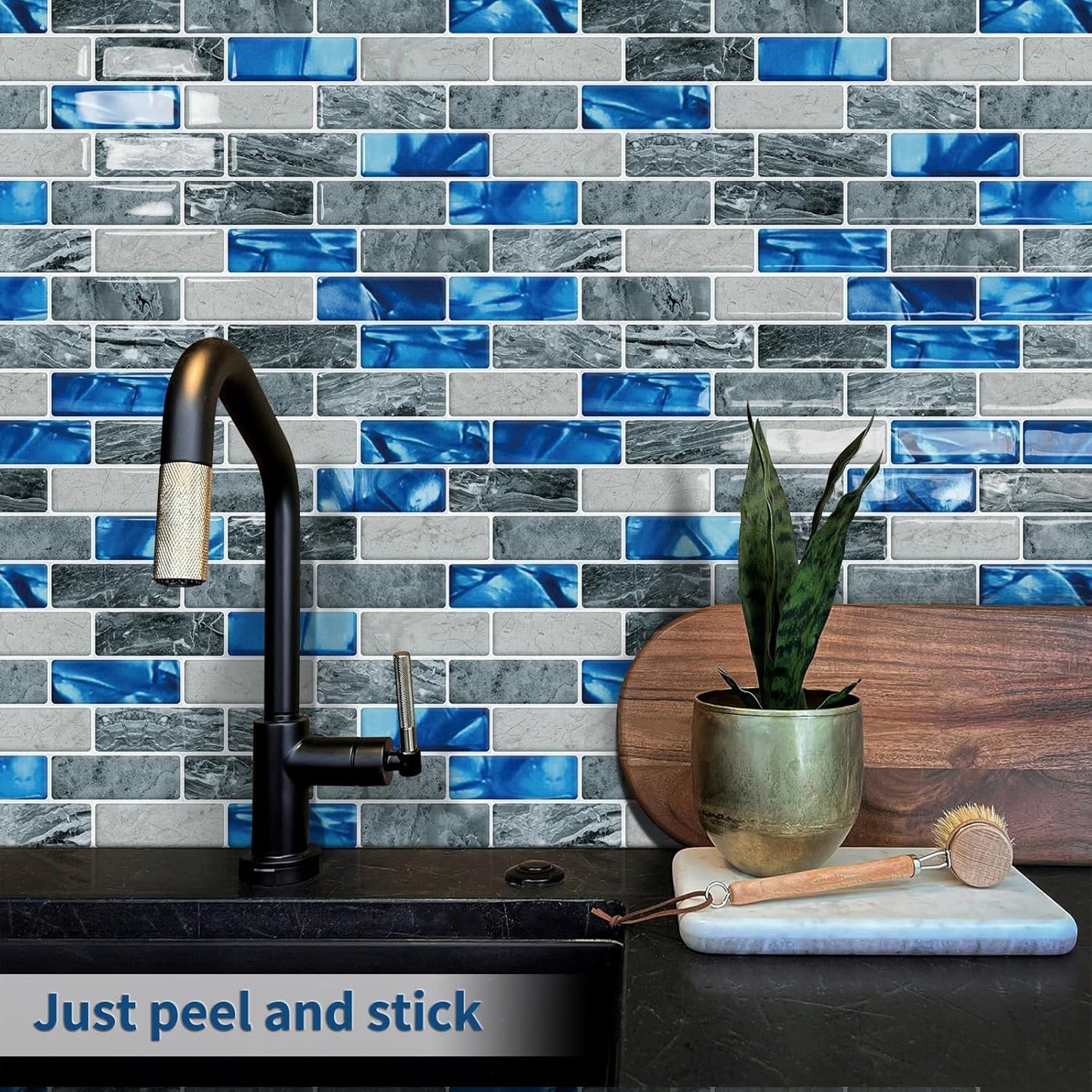 Peel and Stick Backsplash 3D Self Adhesive Wall Tile Brown 10 Sheet | Thick,Sticky,12"x12",Marble,for Kitchen,Bathroom