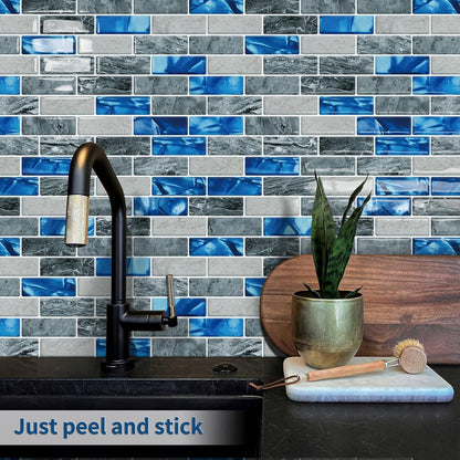 Peel and Stick Backsplash 3D Self Adhesive Wall Tile Brown 10 Sheet | Thick,Sticky,12"x12",Marble,for Kitchen,Bathroom
