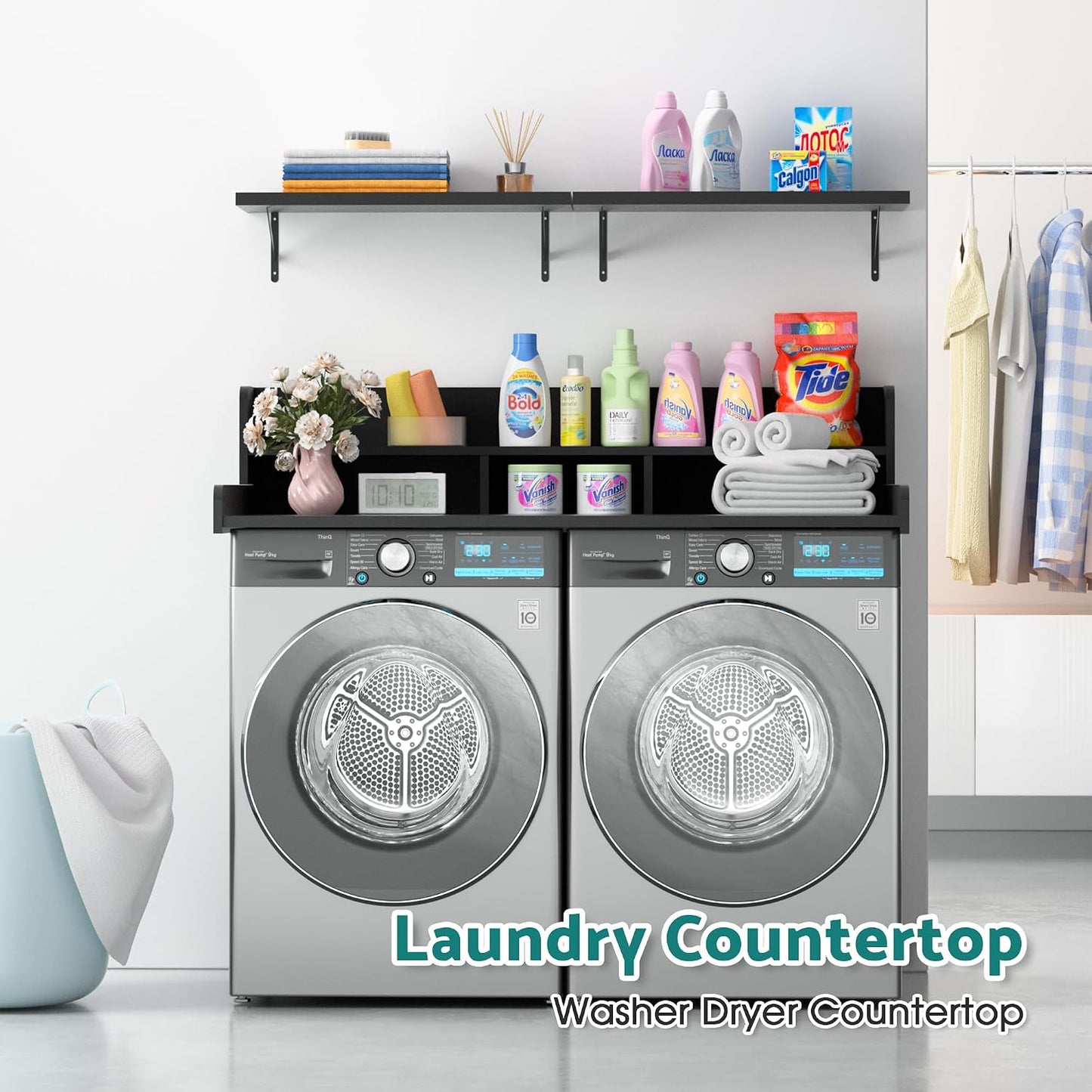 Washer Dryer Countertop, Laundry Countertop Over Washer And Dryer, Washer And Dryer Covers For The Top For Laundry Room Organization, Washer And Dryer Countertop Shelves (Oka Brown, 53.9*27.5*12)