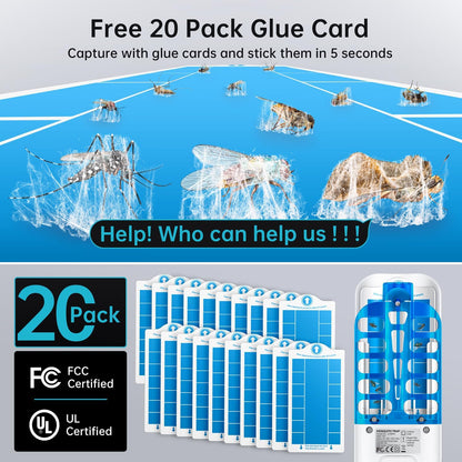 Flying Insect Trap Plug in Mosquito Bug Zapper Indoor Gnat Moth Catcher with 9W Night UV Light, 10 Sticky Glue Board Refills for Home Office
