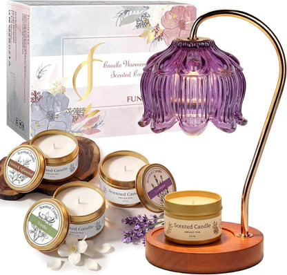 Funistree Flower Candle Warmer Lamp with Timer & Dimmer, Adjustable Height Candle Warmer, Christmas Birthday Gifts for Women Mom, House Warming New Home Decor, Wax Warmer with 2 Bulbs for Jar Candles