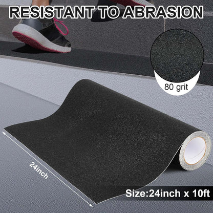 Watersay 8 Inch x 20 ft Anti Slip Traction Tape Waterproof Clear Non Skid Tape Durable Grip and Friction Stair Non Slip Strips Abrasive Adhesive for Stairs Steps Ramp Outdoor Indoor