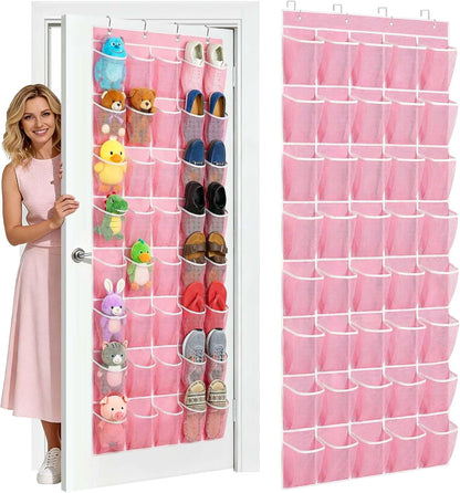 40 Large Mesh Pocket Over the Door Shoe Organizer,Hanging Shoe Rack for Door,Hualleko Shoes Organizer Hanger with Large Capacity, Shoes Storage Holder Sturdy Non-woven Fabric - Stores 20 Pairs (White)