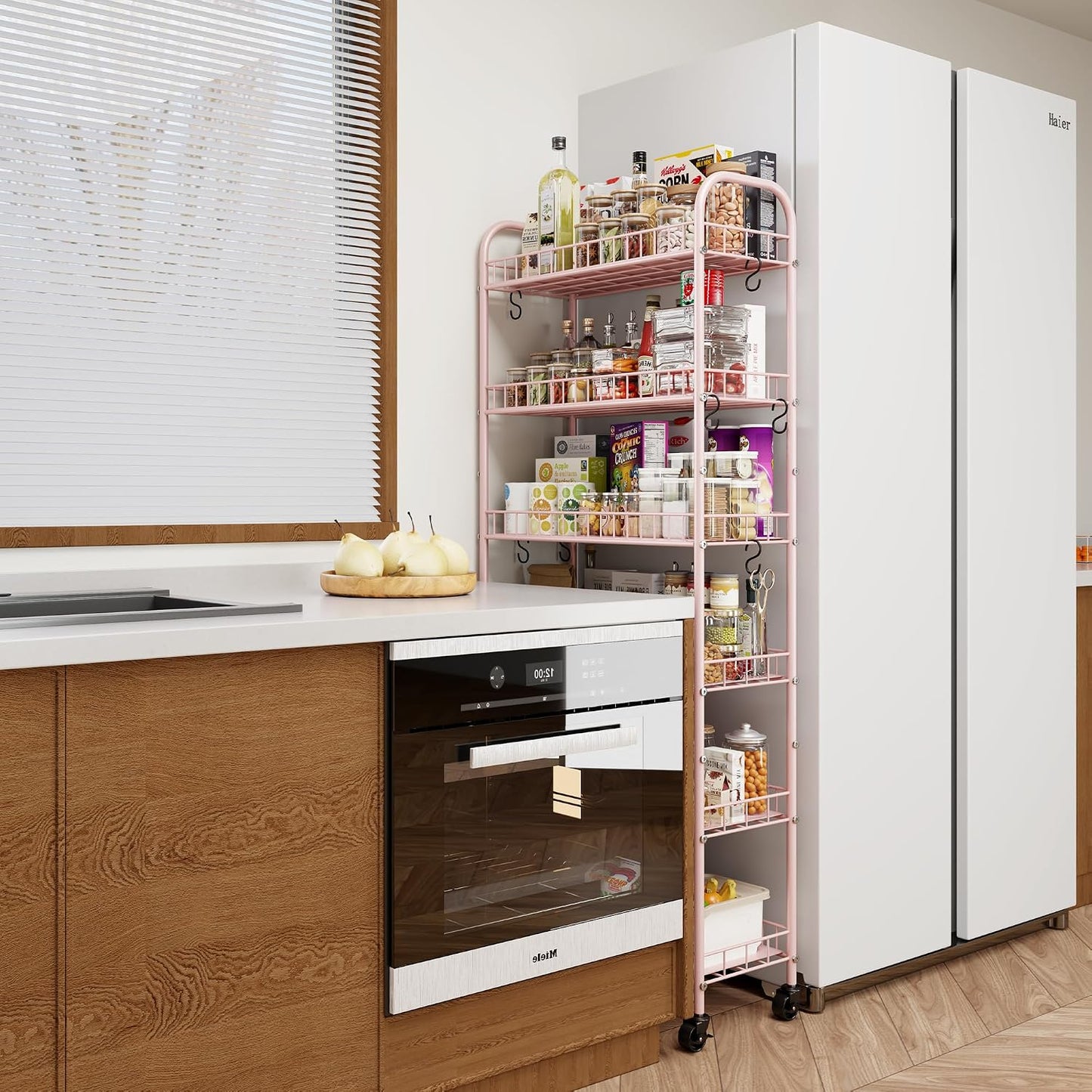 Slim Rolling Storage Cart with Wheels, Metal 6 Tier Spice Rack Mobile Shelving Unit Organizer Kitchen Utility Cart for Office Bathroom Kitchen Laundry Room Narrow Places (6inches)