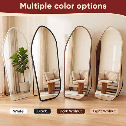 Suidia Full Length Mirror, Oversized Floor Mirror with Solid Wood Frame, Large Standing Mirror for Bedroom Living Room, Wood Art Style, Dark Walnut, 74" L x 32" W