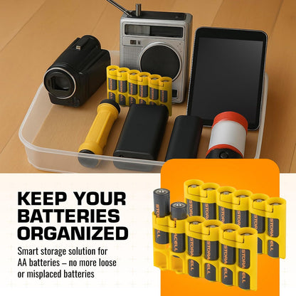 Storacell Slimline AA-6 Battery Storage Caddy and Dispenser (Pack of 2), Military Green, Holds 6 AA Batteries (Not Included), Durable & Compact Design, The Original Battery Caddy, Made in The USA