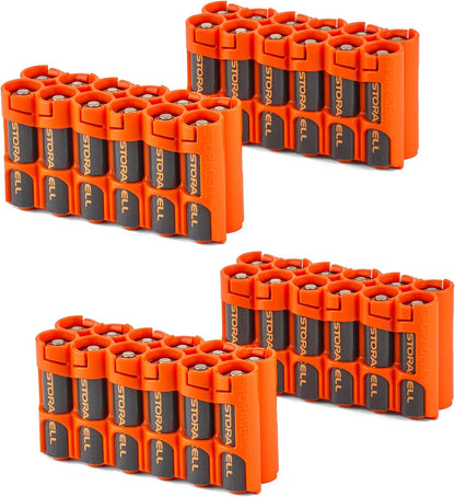 AA Battery Storage Caddy by Storacell, Orange, Holds 12 Batteries (Not included)
