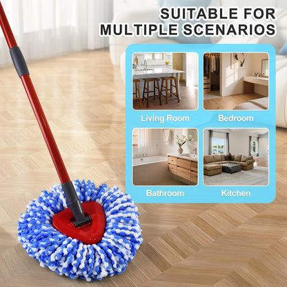 Mop Heads Replacements for Ocedar, Spin Mop Replacement for O-Cedar EasyWring 2 Tank System Mop Refills, Include 3 Pack Heads, 1 Scrub Brush & 1 Base Combo