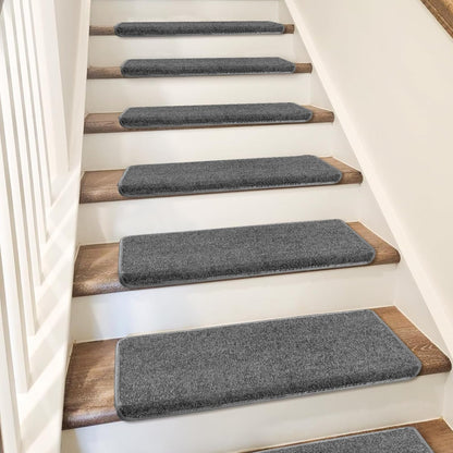 PURE ERA Carpet Stair Treads Tape Free Non Slip Indoor Stair Carpet Stair Protectors Pet-Friendly Non-Slip Skid Resistant Washable Reusable 8" x 30"(2 Pieces,Black)