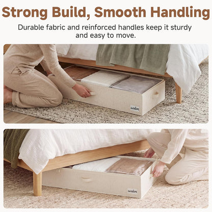 StorageWorks Large Under Bed Storage Containers with Handles and Label Holder, 2 Pack Ultra-thick Fabric Underbed Bins, Closet Organizer for Clothes, Blankets, Sweater
