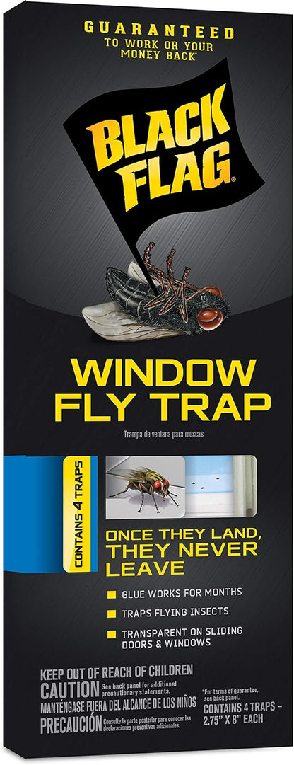 Black Flag Fly Stick, Trap Houseflies and Flying Insects, Pack of 6