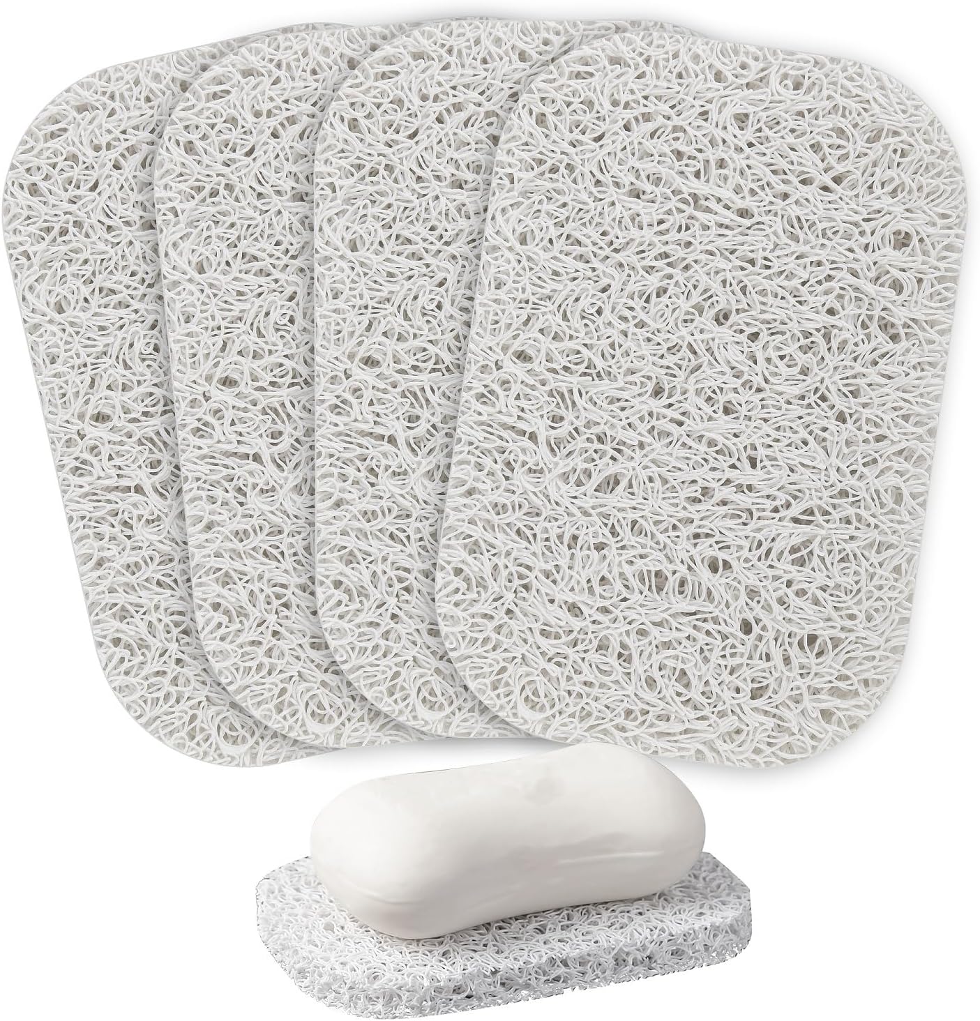 Yadream 4 Pack Gray BPA-Free Soap Savers Pads, Non-Slip Soap Holder, Self-Draining Soap Bars Holder, Suitable for Kitchen Bathroom Shower Travel Hotel