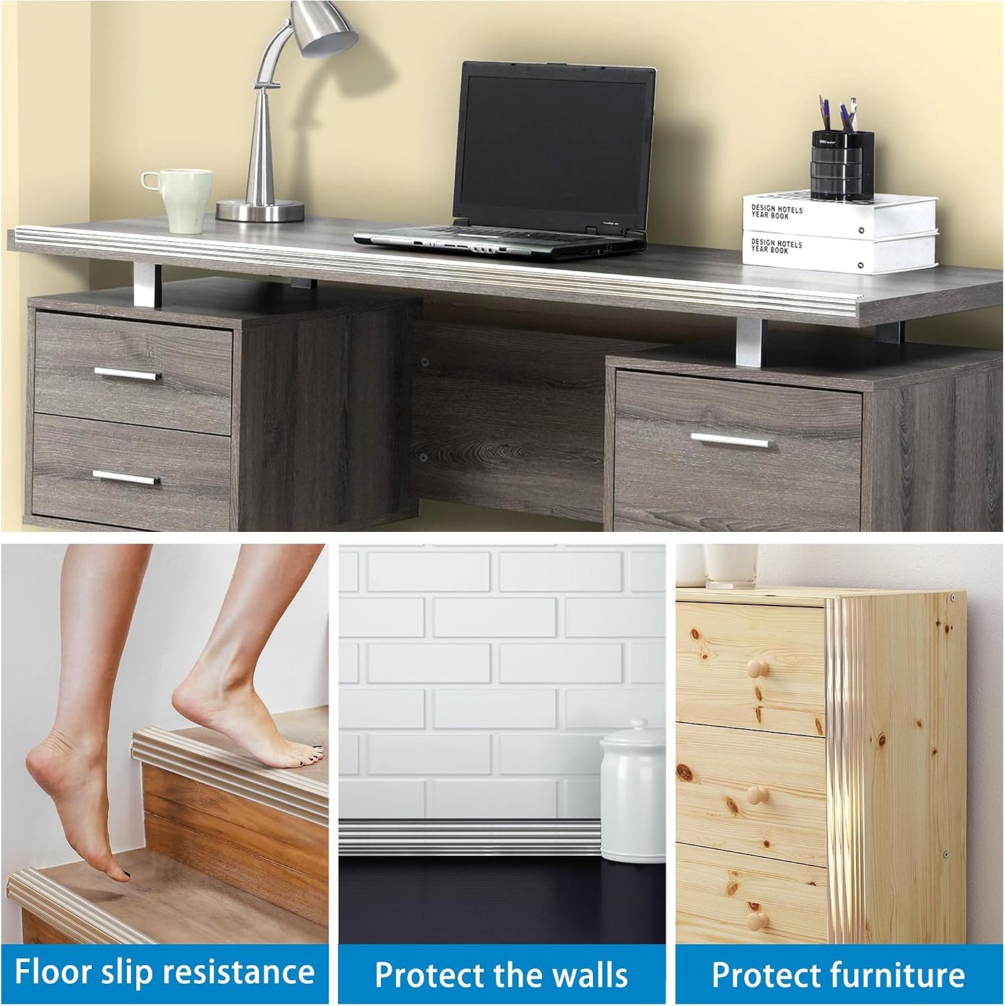 CHIDU Clear Wall Corner Protector Edge Guard, Peel and Stick Self Adhesive Flexible Inside & Outside Corner Molding Trim Strip for Wall Edge Ceiling Countertop Furniture Door Tables, 0.8IN x 3.2FT