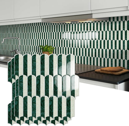 10-Sheet Upgraded Thicker Peel and Stick Kitchen Backsplash Tiles | Waterproof Self-Adhesive Vinyl Wall Tile Stick on Backsplash for Kitchen,Bathroom,Fireplace and RV(Sage Green,12"×12")