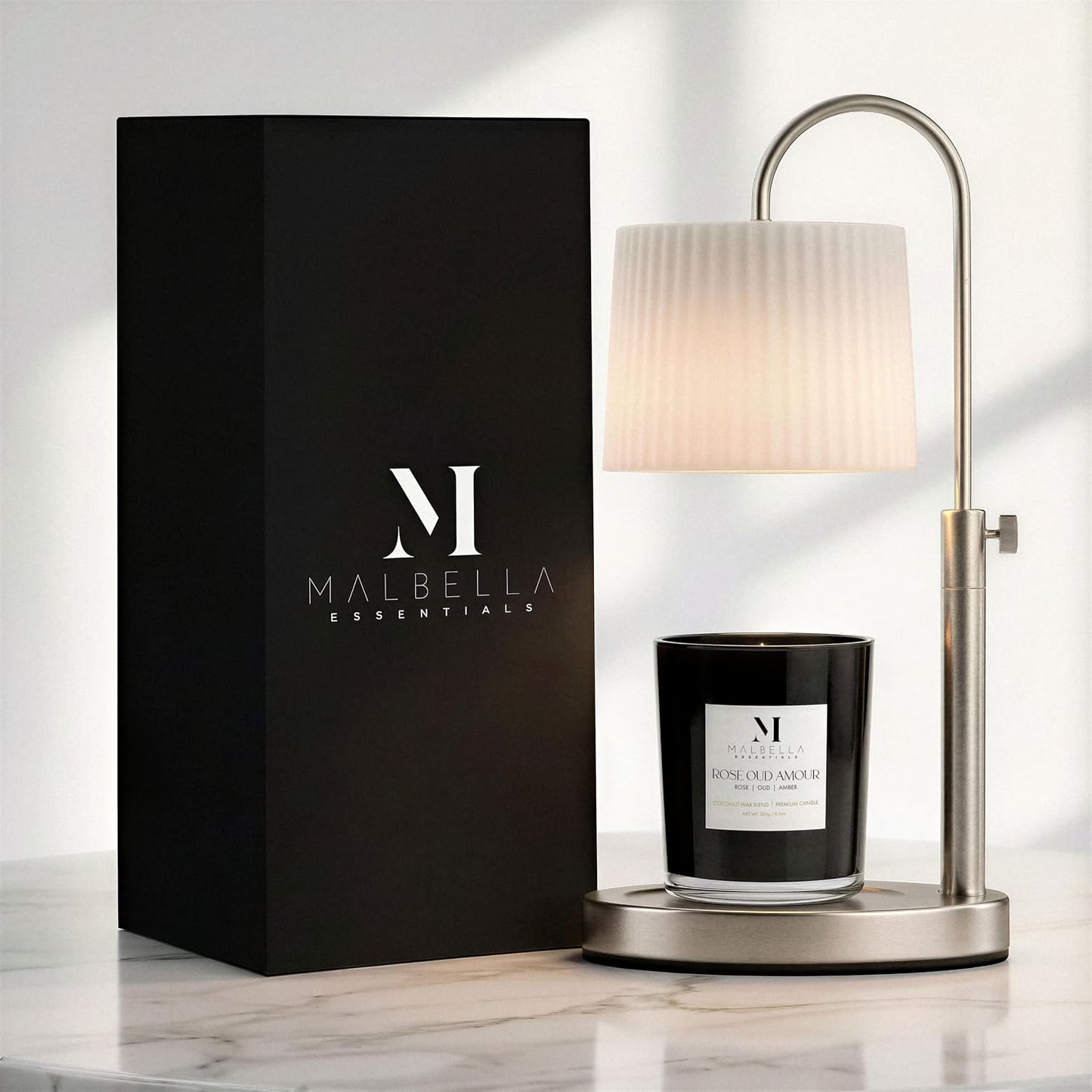 Dimmable Glass Candle Warmer Lamp with Timer - Adjustable Height Candle Lamp Warmer with Timer (8H/4H/2H) - Wax Melter - Ideal Gift, fits Various Size Scented Candles - 02 Bulb - (Gold Metal)