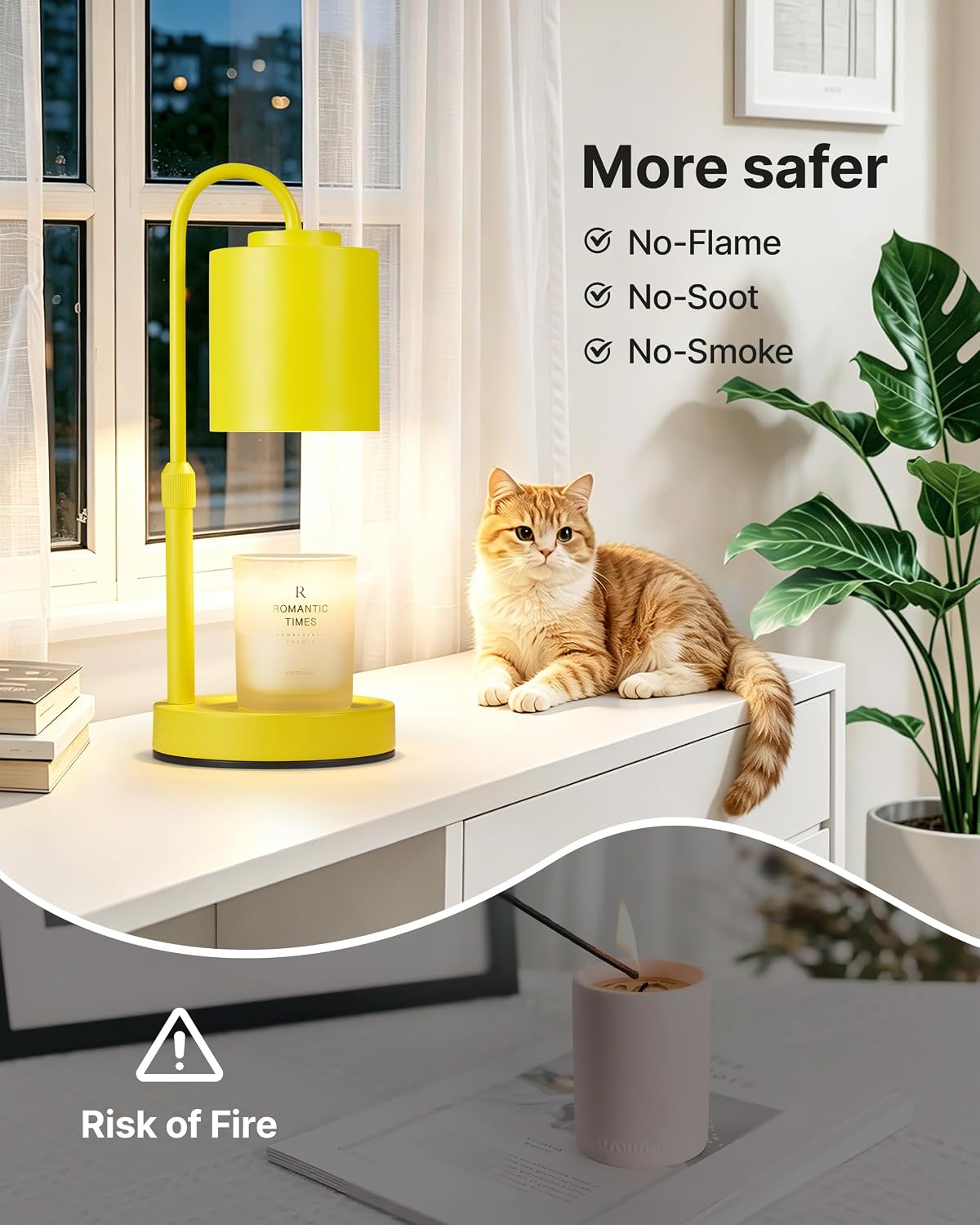 CASTLELIFE Dimmable Candle Warmer Lamp with Timer, Height Adjustable Candle Warmer for Jar Candles, Electric Wax Melt Warmer for Home Decor House Warming Gifts, Birthday Gifts for Women, Black Clear