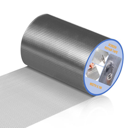 CroBlissful Extra Wide 5 inch x 20 ft Window Screen Tape Mesh Repair Strong Adhesive Waterproof Fiberglass Screen Repair Kit Patch for Window Door Tears Holes(Black)