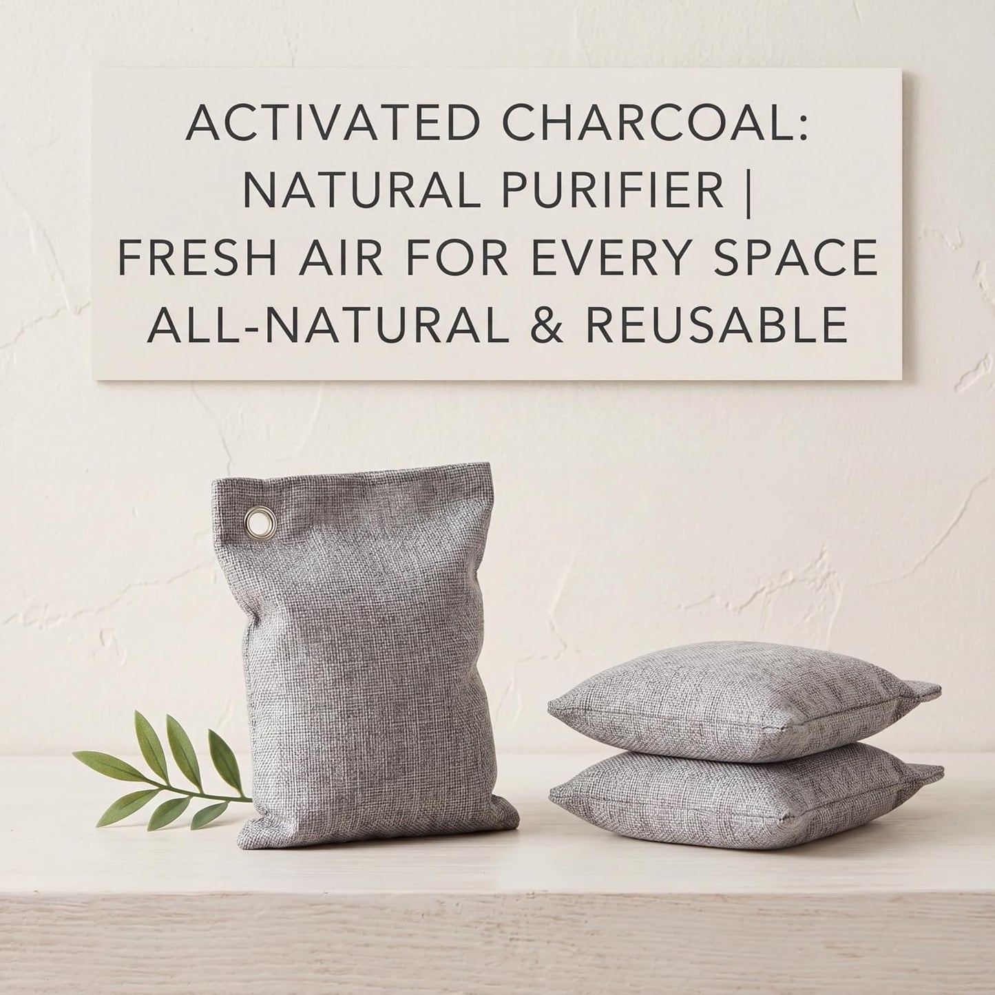 Nuanchu 24 Pcs Activated Charcoal Odor Absorber 50g/100g/200g, Air Purifying Bamboo Charcoal Bags, Natural Shoe Odor Absorber, Deodorizer Absorbers for Fresh Car Home Closet Pet Basement Smell(Grey)