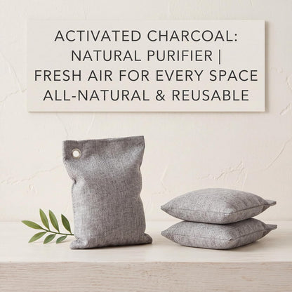 Nuanchu 24 Pcs Activated Charcoal Odor Absorber 50g/100g/200g, Air Purifying Bamboo Charcoal Bags, Natural Shoe Odor Absorber, Deodorizer Absorbers for Fresh Car Home Closet Pet Basement Smell(Grey)